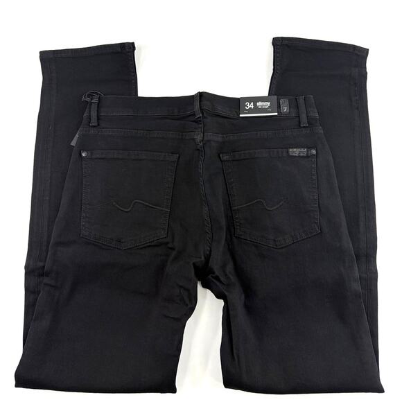 7 For all Mankind Men's Black Mid Waist Slimmy Luxe Performance Jeans Size 34 - Picture 8 of 11